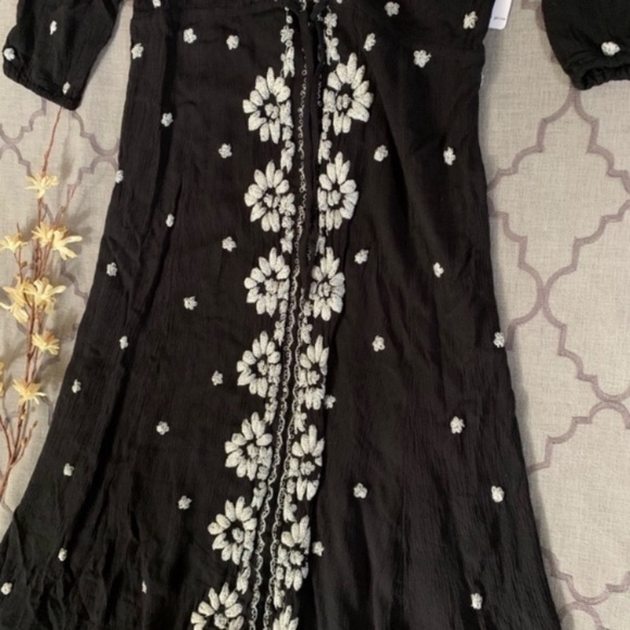 🎉FP🎉NWT-Free People Boho Chic Floral Embroidered Fable Midi Dress - Picture 13 of 16